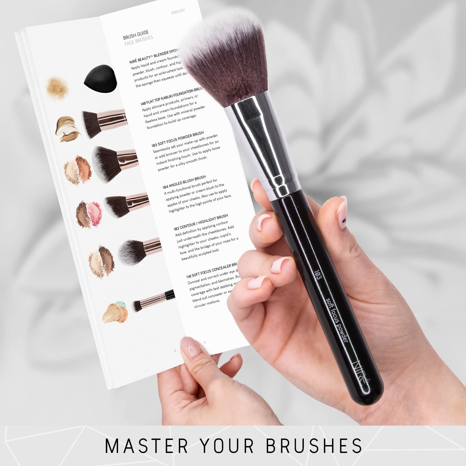 Niré Beauty Make-Up-Pinselset, 15-Teilig: Preisgekrönte Vegane Profi-Pinsel Mit Etui, Niré Make up Schwamm, Pinselreiniger, Guide & Geschenkschachtel